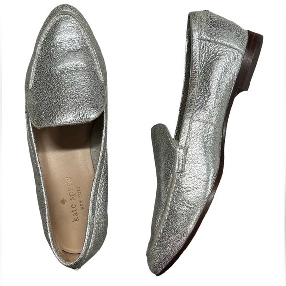 kate spade Shoes - Kate Spade Carima Metallic Cracked Silver Leather LoafersFlat Shoe Women
Sz 8.5